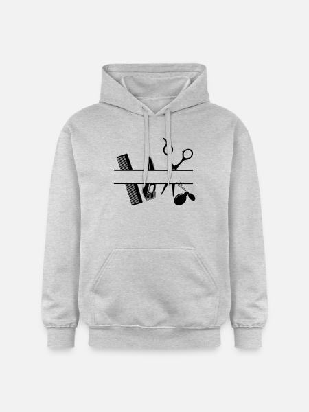 Bannière de texte d’attributs de coiffeurs - Sweat à capuche Softstyle® Gildan Unisexe - gris clair chiné
