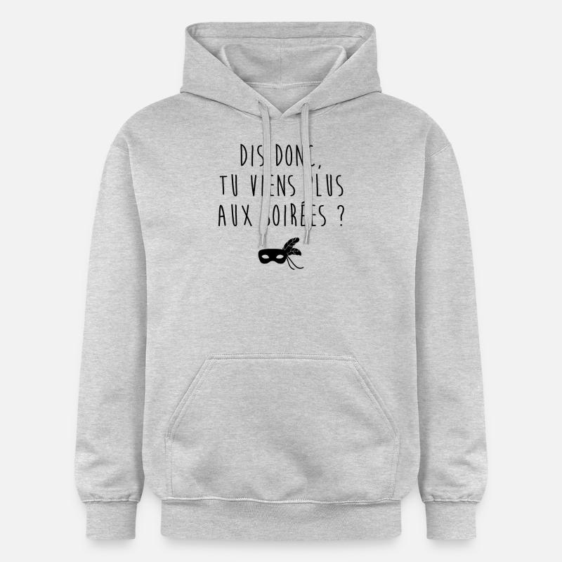 Tu viens plus aux soirées - Sweat à capuche Softstyle® Gildan Unisexe - gris clair chiné