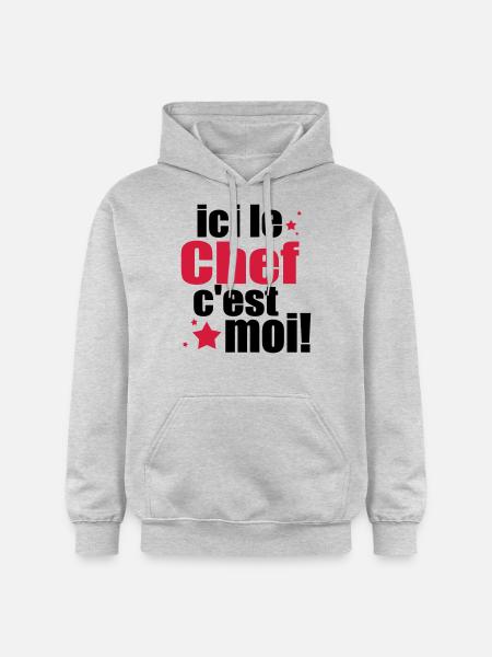 ICI LE chef C'est moi - Sweat à capuche Softstyle® Gildan Unisexe - gris clair chiné