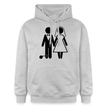 Groom - Gildan Unisex Softstyle® Midweight Hoodie - Hellgrau meliert - Vorne - Liana (172cm) & Jaron (178cm)