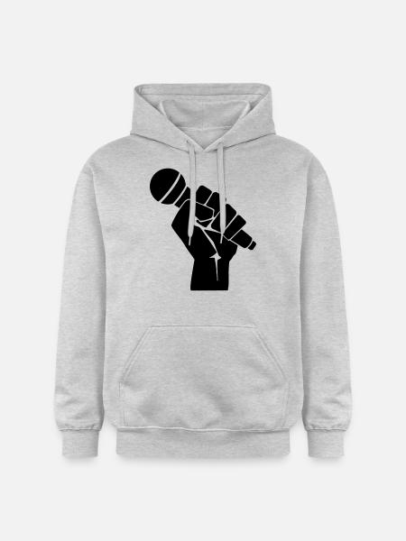 Faust mit Mikrofon - Gildan Unisex Softstyle® Midweight Hoodie - Hellgrau meliert