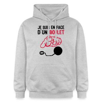 Ich bin vor Ball insulte2 Finger - Gildan Unisex Softstyle® Midweight Hoodie - Hellgrau meliert - Vorne - Liana (172cm) & Jaron (178cm)