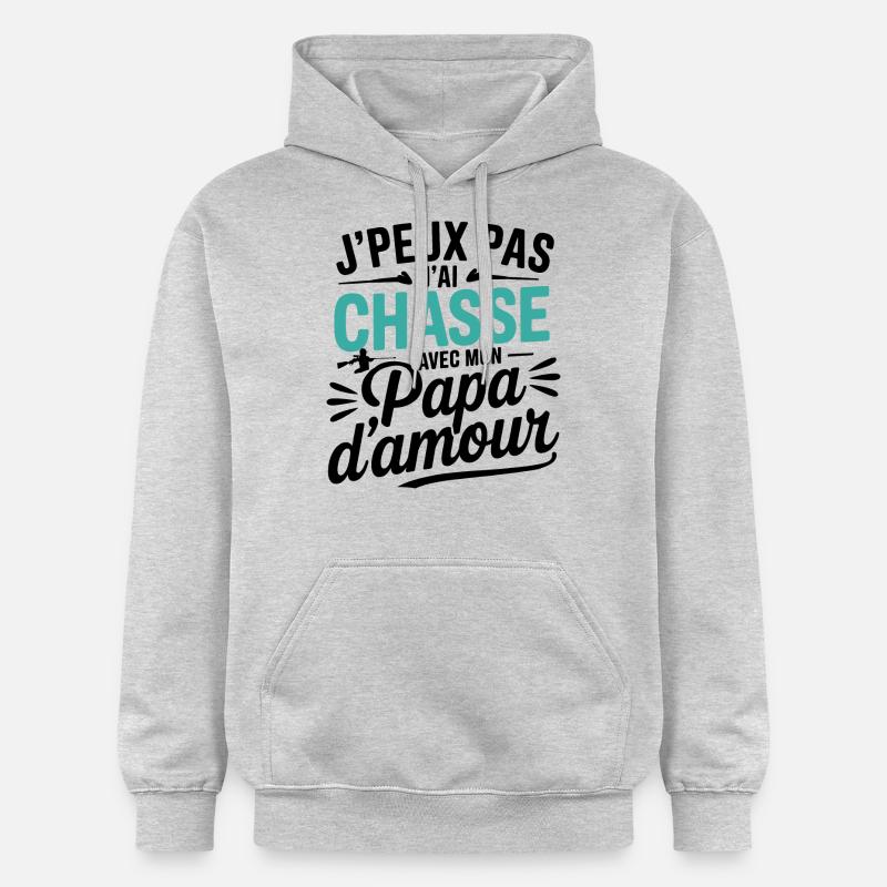 Chasse avec Papa d'Amour - Sweat à capuche Softstyle® Gildan Unisexe - gris clair chiné