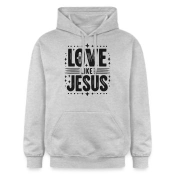 Liebe ist Jesus - Gildan Unisex Softstyle® Midweight Hoodie - Hellgrau meliert - Vorne - Liana (172cm) & Jaron (178cm)