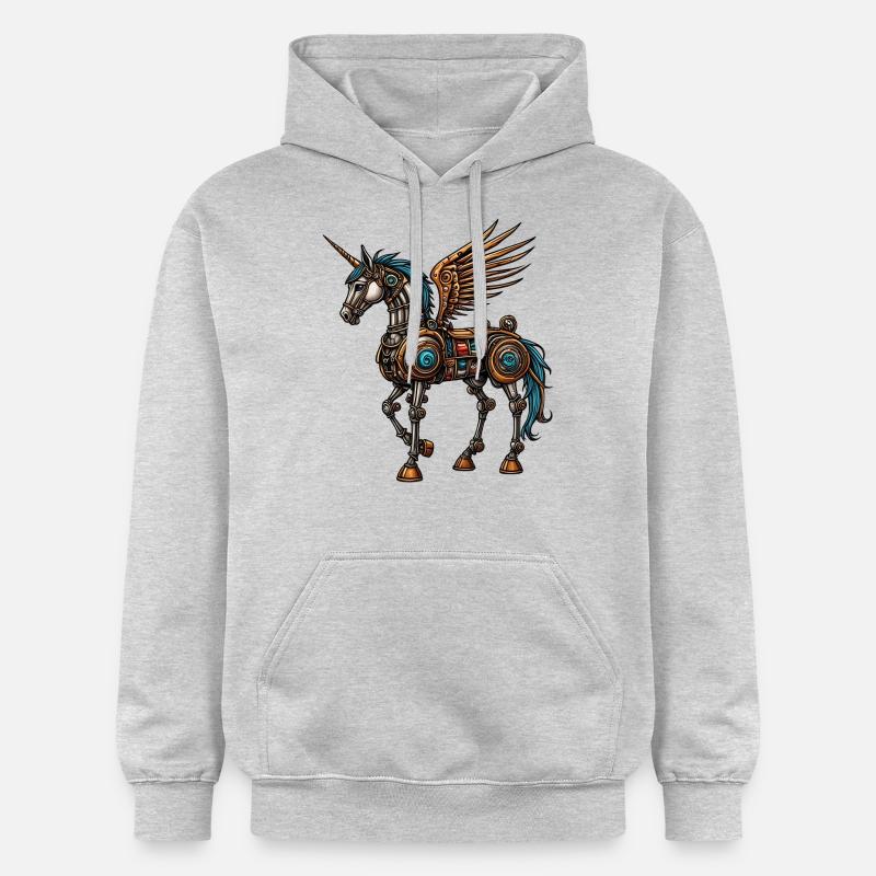 Cheval steampunk - Sweat à capuche Softstyle® Gildan Unisexe - gris clair chiné