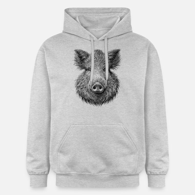 Sanglier - Sweat à capuche Softstyle® Gildan Unisexe - gris clair chiné