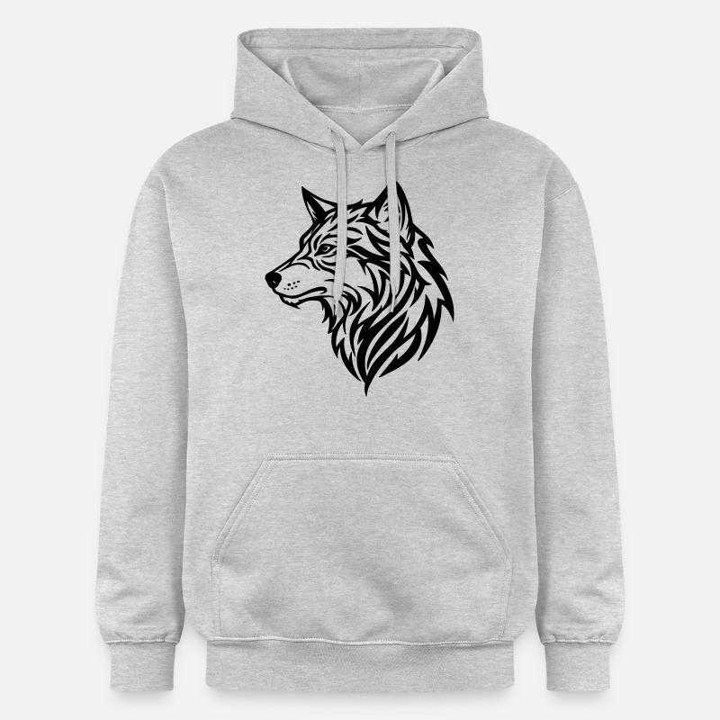 Loup - style tribal - Sweat à capuche Softstyle® Gildan Unisexe - gris clair chiné