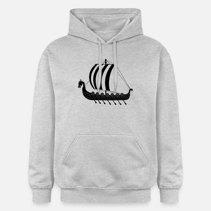 Vaisseau dragon viking dragar - Sweat à capuche Softstyle® Gildan Unisexe - gris clair chiné