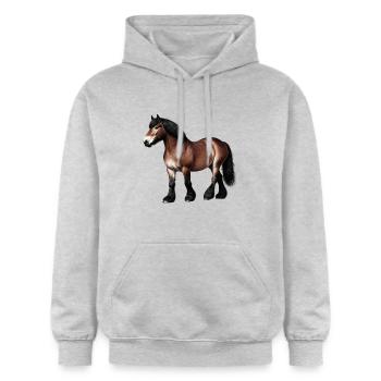 Pferd Kaltblut Braun - Gildan Unisex Softstyle® Midweight Hoodie - Hellgrau meliert - Vorne - Liana (172cm) & Jaron (178cm)