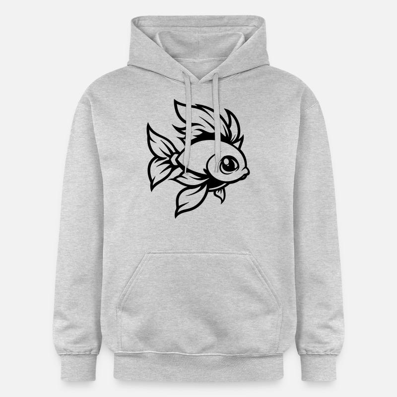 Poisson rouge Poisson Bande Dessinée - Sweat à capuche Softstyle® Gildan Unisexe - gris clair chiné
