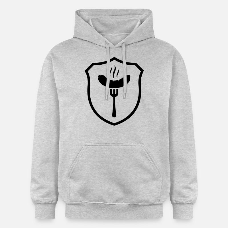 Armoiries de Bratwurst Grill - Sweat à capuche Softstyle® Gildan Unisexe - gris clair chiné