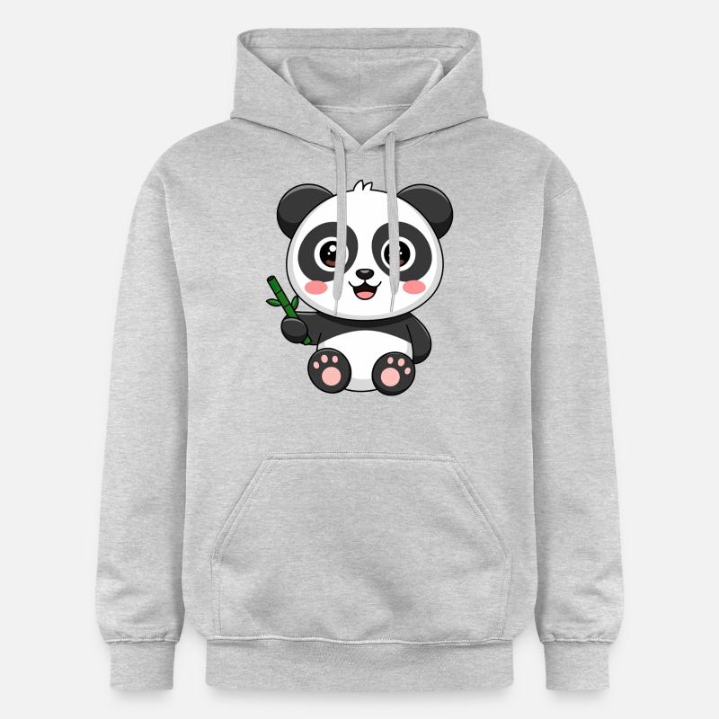 Mignon bébé panda avec bambou - Sweat à capuche Softstyle® Gildan Unisexe - gris clair chiné