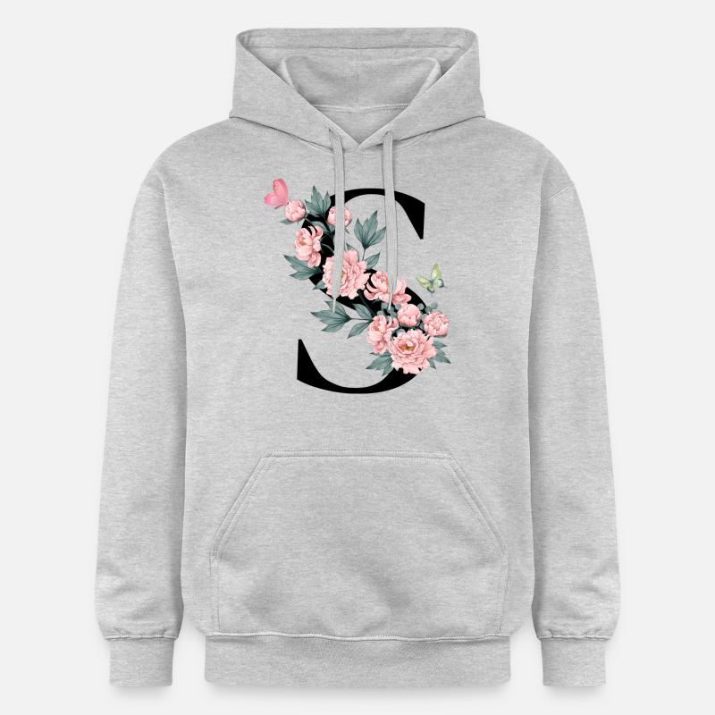 Lettre s fleurs rose - Sweat à capuche Softstyle® Gildan Unisexe - gris clair chiné
