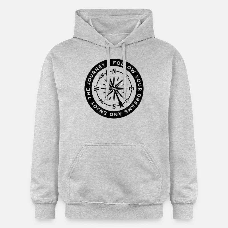 Kompass - Gildan Unisex Softstyle® Midweight Hoodie - Hellgrau meliert