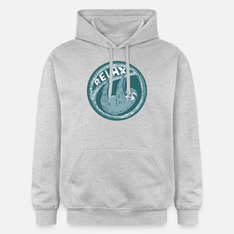 RELAX - Bleu Sloth - Sweat à capuche Softstyle® Gildan Unisexe - gris clair chiné