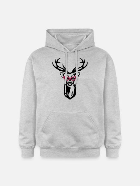 Deer with retro glasses - Gildan Unisex Softstyle® Midweight Hoodie - light heather grey