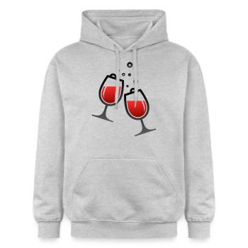 Two wine glasses - Gildan Unisex Softstyle® Midweight Hoodie - light heather grey - Front - Liana (172cm) & Jaron (178cm)