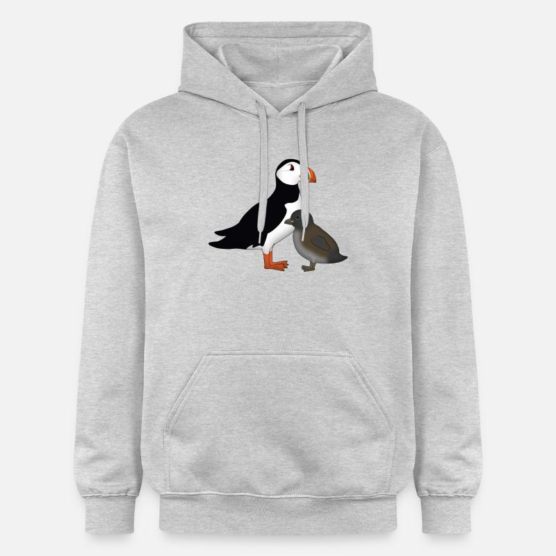 Macareux avec bébé - Sweat à capuche Softstyle® Gildan Unisexe - gris clair chiné