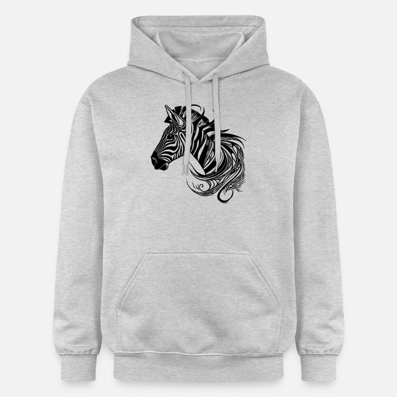 Wild Zebra Tattoo Style Lignes - Sweat à capuche Softstyle® Gildan Unisexe - gris clair chiné