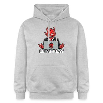 Diable rouge - Sweat à capuche Softstyle® Gildan Unisexe - gris clair chiné - Devant - Liana (172cm) & Jaron (178cm)