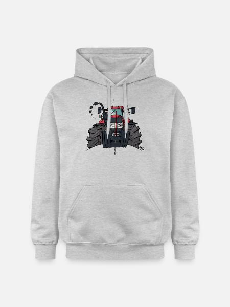 Tracteur rouge 0354 - Sweat à capuche Softstyle® Gildan Unisexe - gris clair chiné