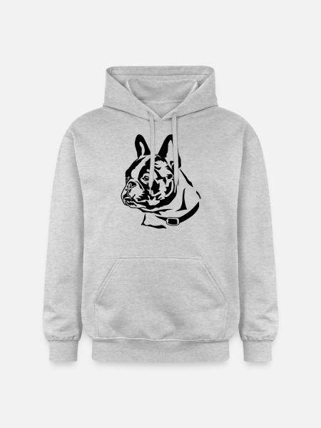 french_bully_head_01 - Gildan Unisex Softstyle® Midweight Hoodie - Hellgrau meliert
