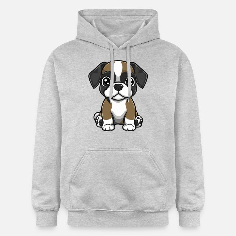 Boxer Chien Bande Dessinée Bébé - Sweat à capuche Softstyle® Gildan Unisexe - gris clair chiné
