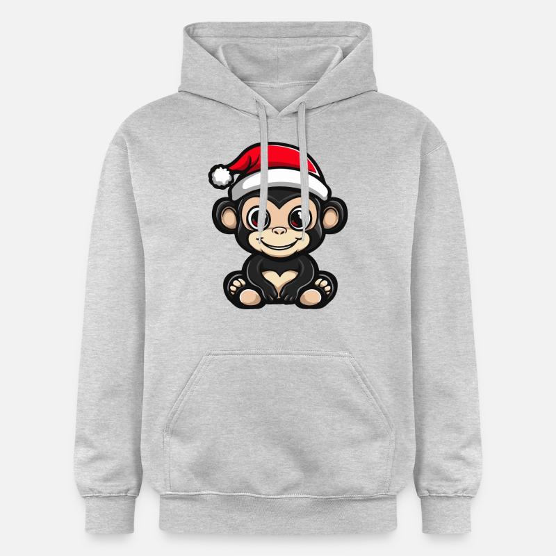Singe Noël Mignon - Sweat à capuche Softstyle® Gildan Unisexe - gris clair chiné