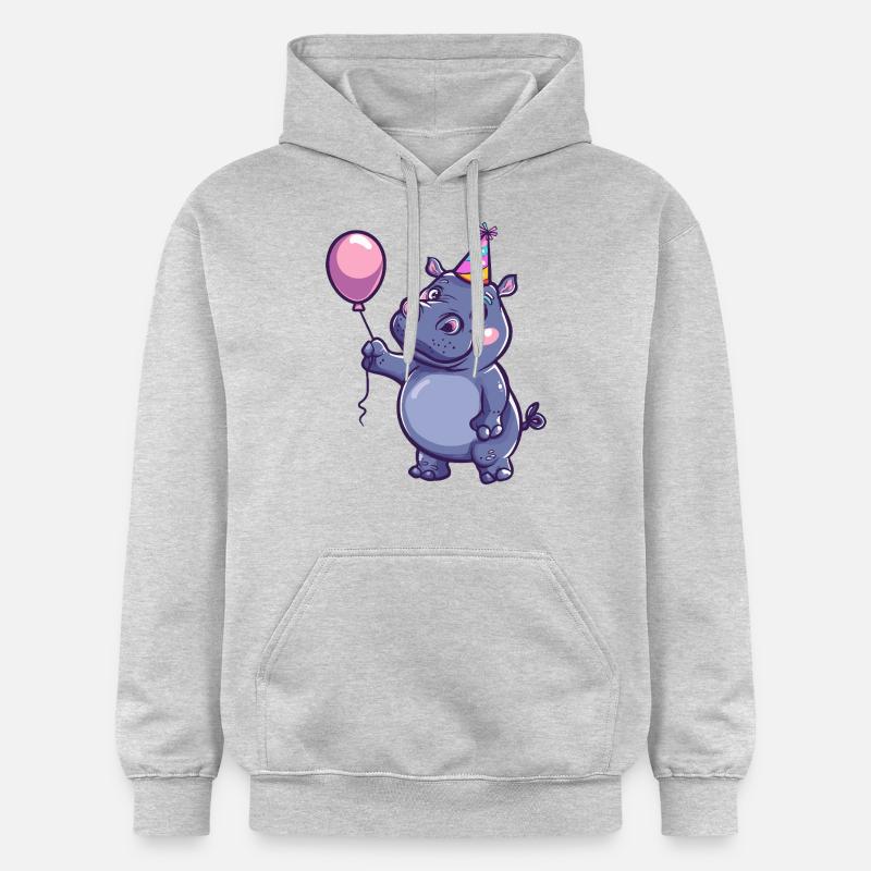 Hippopotame Anniversaire Bébé - Sweat à capuche Softstyle® Gildan Unisexe - gris clair chiné