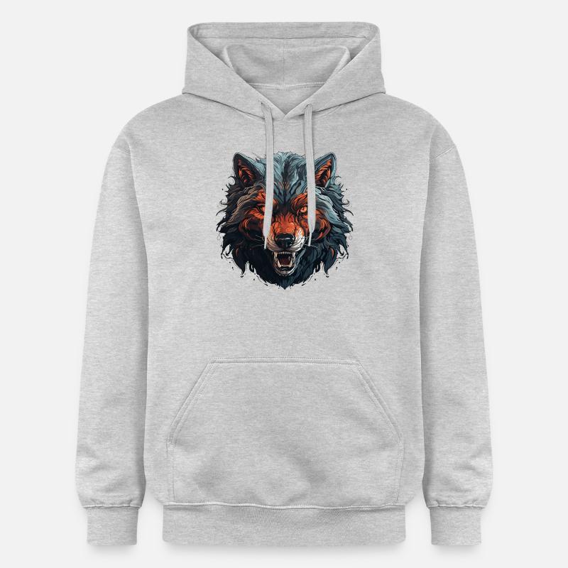 Loup - Illustration - Sweat à capuche Softstyle® Gildan Unisexe - gris clair chiné