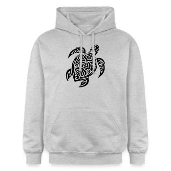 Élégant tatouage tribal tortue d’eau - Sweat à capuche Softstyle® Gildan Unisexe - gris clair chiné - Devant - Liana (172cm) & Jaron (178cm)