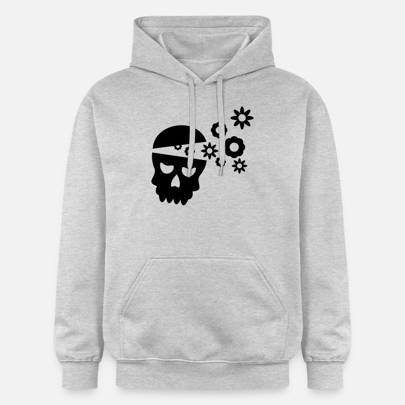 Crâne avec des fleurs - Sweat à capuche Softstyle® Gildan Unisexe - gris clair chiné