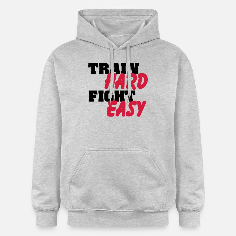Train hard, fight easy - Sweat à capuche Softstyle® Gildan Unisexe - gris clair chiné