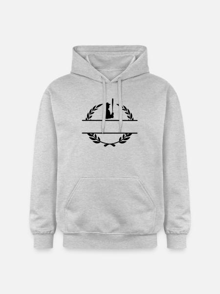 Baseball-Hitter im Lorbeerkranz-Monogramm - Gildan Unisex Softstyle® Midweight Hoodie - Hellgrau meliert