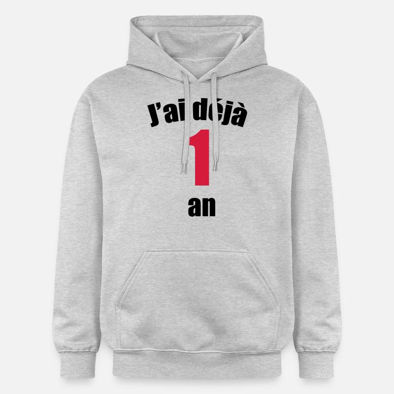 J'ai déjà 1 an ! - Sweat à capuche Softstyle® Gildan Unisexe - gris clair chiné