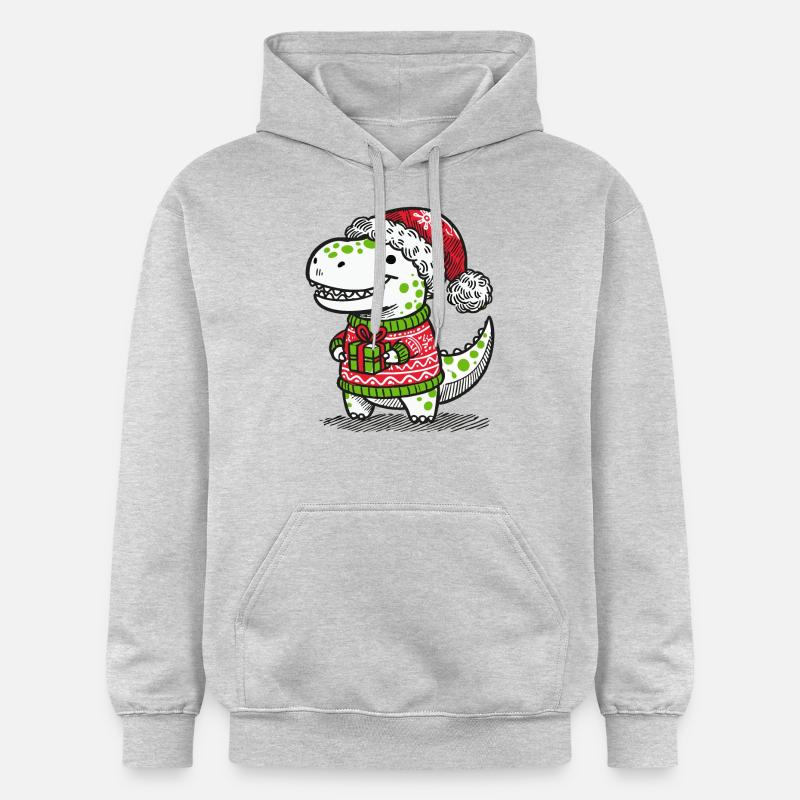 T-Rex de Noël avec cadeau - Sweat à capuche Softstyle® Gildan Unisexe - gris clair chiné