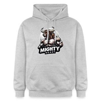 Mighty Beast - Gildan Unisex Softstyle® Midweight Hoodie - Hellgrau meliert - Vorne - Liana (172cm) & Jaron (178cm)