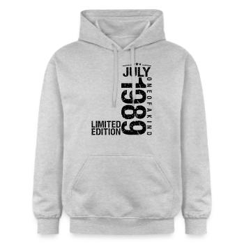 Anniversaire 1989 Juillet 1989 Juillet 1989 - Sweat à capuche Softstyle® Gildan Unisexe - gris clair chiné - Devant - Liana (172cm) & Jaron (178cm)