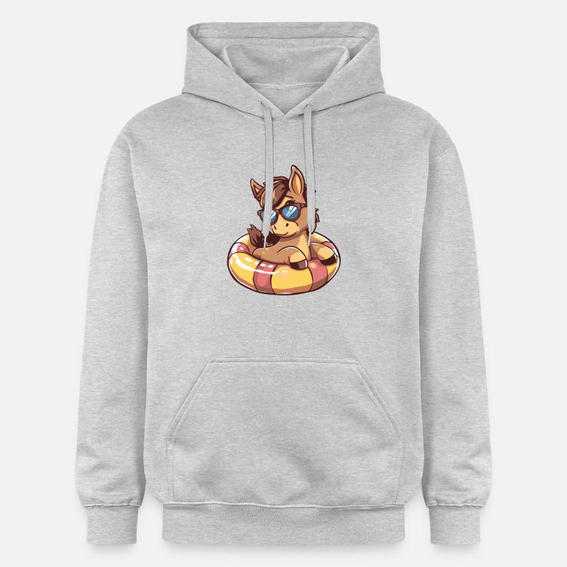 Cheval Été Bande Dessinée - Sweat à capuche Softstyle® Gildan Unisexe - gris clair chiné