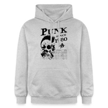 Punk seit 1980, Punks Not Dead, 44 Jahre alt und - Gildan Unisex Softstyle® Midweight Hoodie - Hellgrau meliert - Vorne - Liana (172cm) & Jaron (178cm)