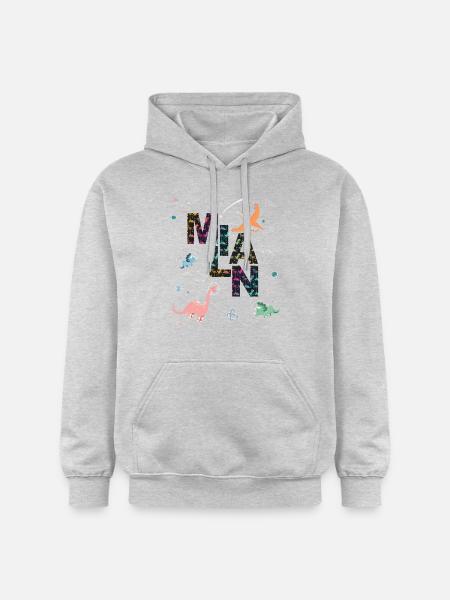 MILAN - Vakkert guttenavn med dinosaur - Gildan Unisex Softstyle® Midweight Hoodie - lysgrå melert