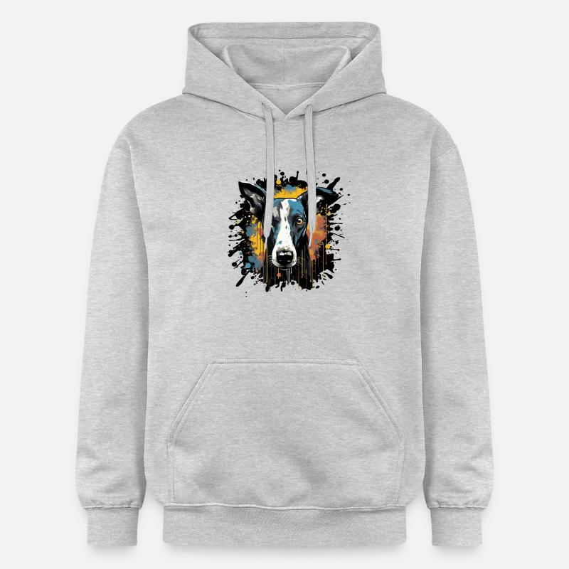 Portrait de chien lévrier - Sweat à capuche Softstyle® Gildan Unisexe - gris clair chiné