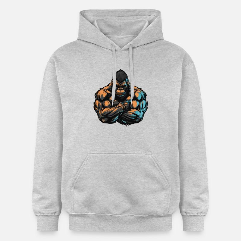 Musculation Gorilla Muscles Musculation - Sweat à capuche Softstyle® Gildan Unisexe - gris clair chiné