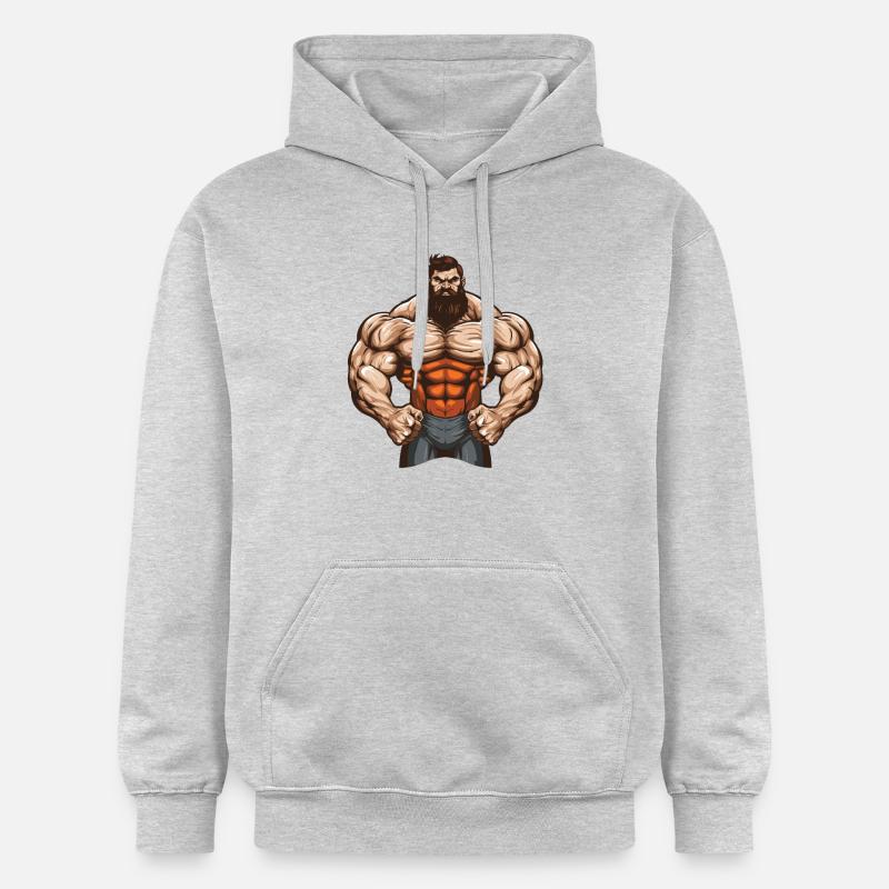 Bodybuilder Muscles Entraînement Gym - Sweat à capuche Softstyle® Gildan Unisexe - gris clair chiné