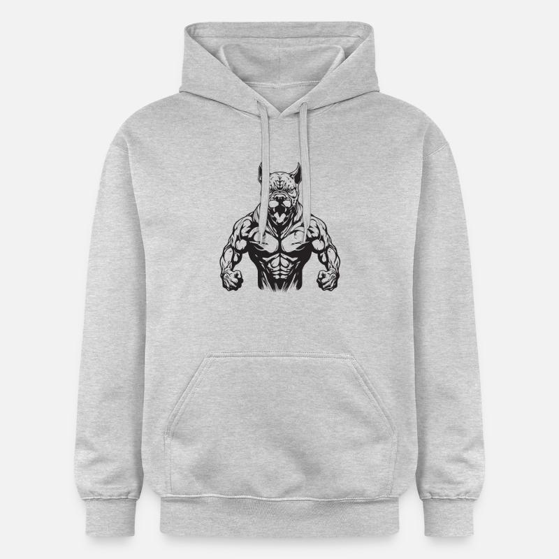 Musculation des muscles du chien - Sweat à capuche Softstyle® Gildan Unisexe - gris clair chiné