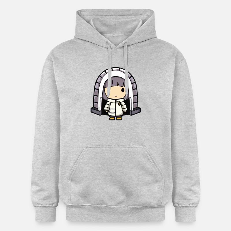 Bande dessinée d’igloo esquimau d’hiver - Sweat à capuche Softstyle® Gildan Unisexe - gris clair chiné