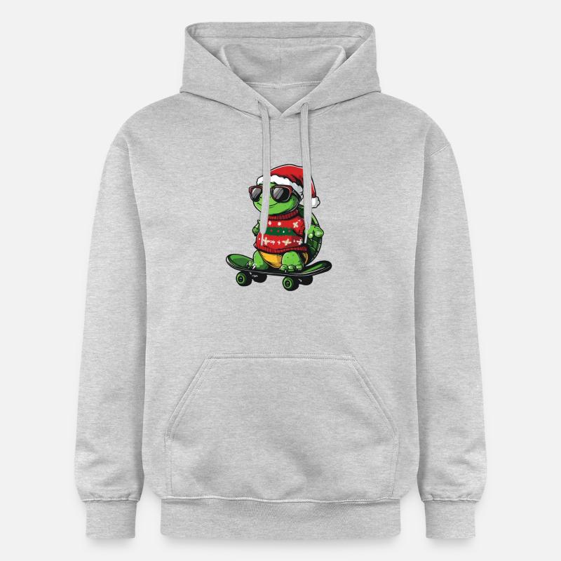 Tortue Noël Drôle - Sweat à capuche Softstyle® Gildan Unisexe - gris clair chiné