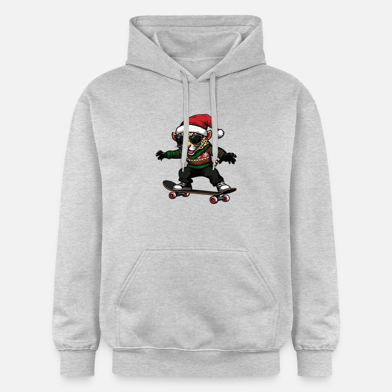 Léopard Noël Drôle - Sweat à capuche Softstyle® Gildan Unisexe - gris clair chiné