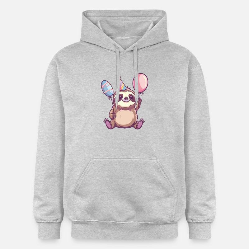 paresseux anniversaire bande dessinée mignon - Sweat à capuche Softstyle® Gildan Unisexe - gris clair chiné