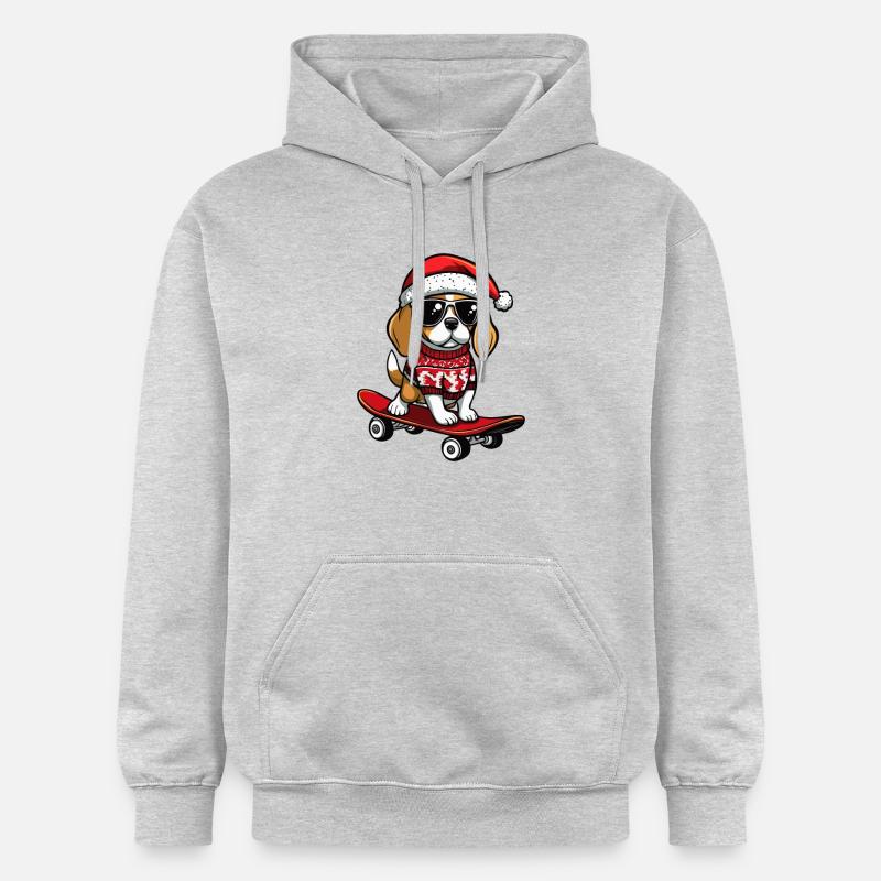 Beagle chien Noël drôle - Sweat à capuche Softstyle® Gildan Unisexe - gris clair chiné